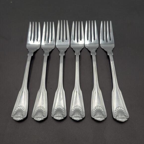 Towle London Shell Salad Fork KOREA Stainless 18/8 Flatware Set Of 6 Vtg - Picture 4 of 4